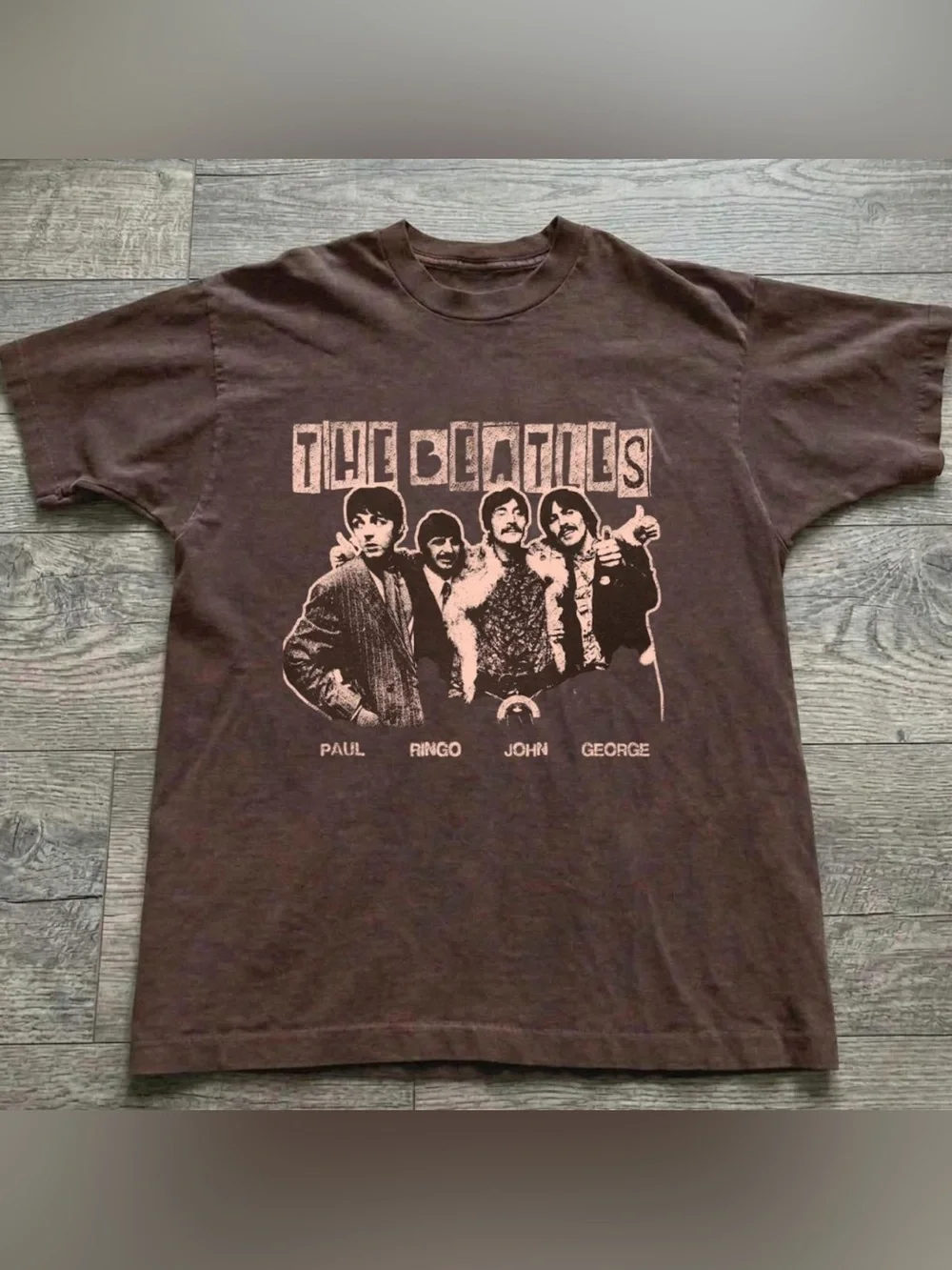 Classic The Beatles Graphic Tee - Brown - Picture 1 of 4